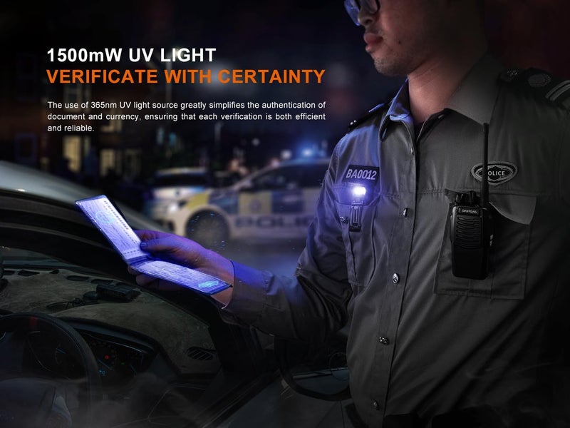 fenix فينيكس SW05RUV مصباح يدوي مسطح مع ضوء UV/ ضوء أسود مع حافظة إكسسوارات إيديسون برايت - Image 4