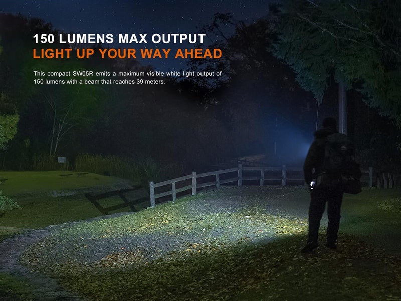 fenix فينيكس SW05RUV مصباح يدوي مسطح مع ضوء UV/ ضوء أسود مع حافظة إكسسوارات إيديسون برايت - Image 3