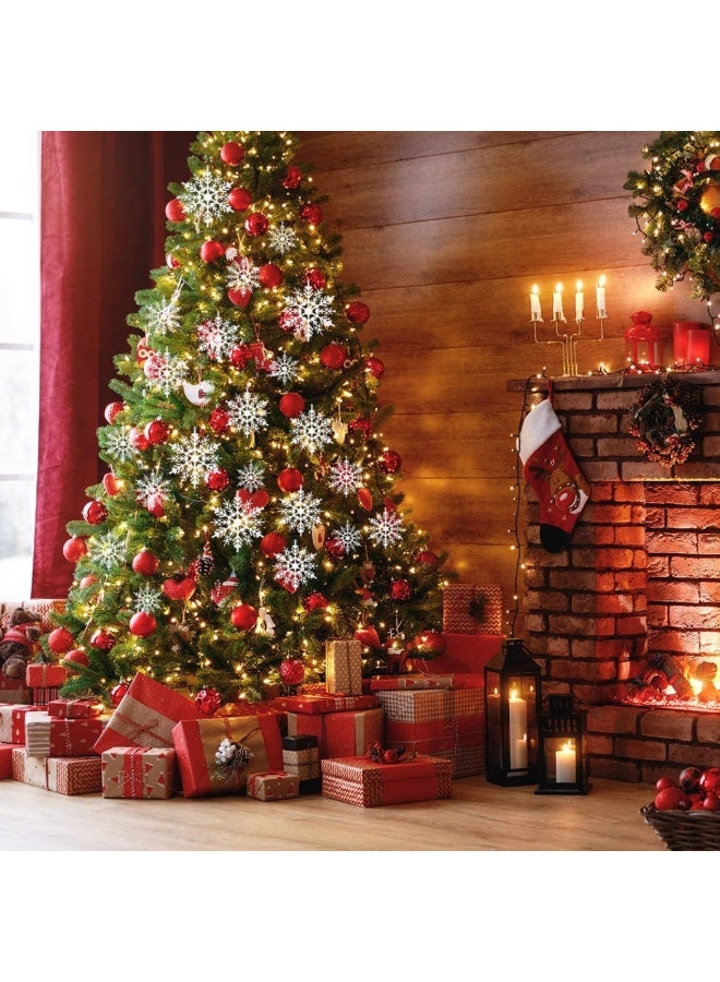 شركة ذي بي زي زينة شجرة عيد الميلاد على شكل رقاقات ثلج معلقة - عبوة من 24 زينة بلاستيكية لامعة مع خيط لتزيين عيد الميلاد وحفلات رأس السنة الشتوية (فضية) - Image 5