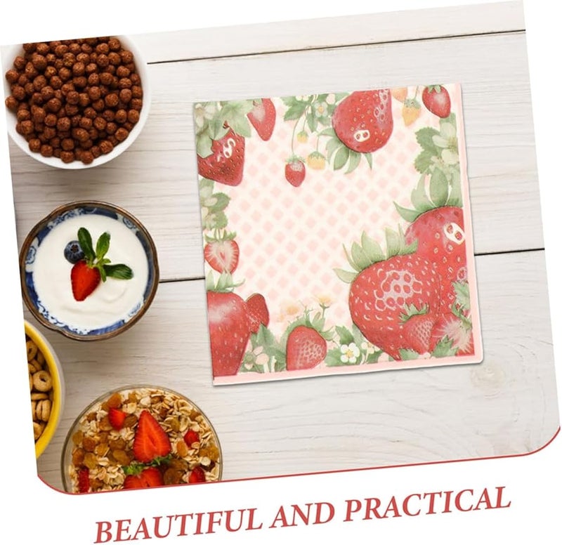 Strawberry Print Disposable Paper Napkins 2 Pack For Party Celebration - Image 5