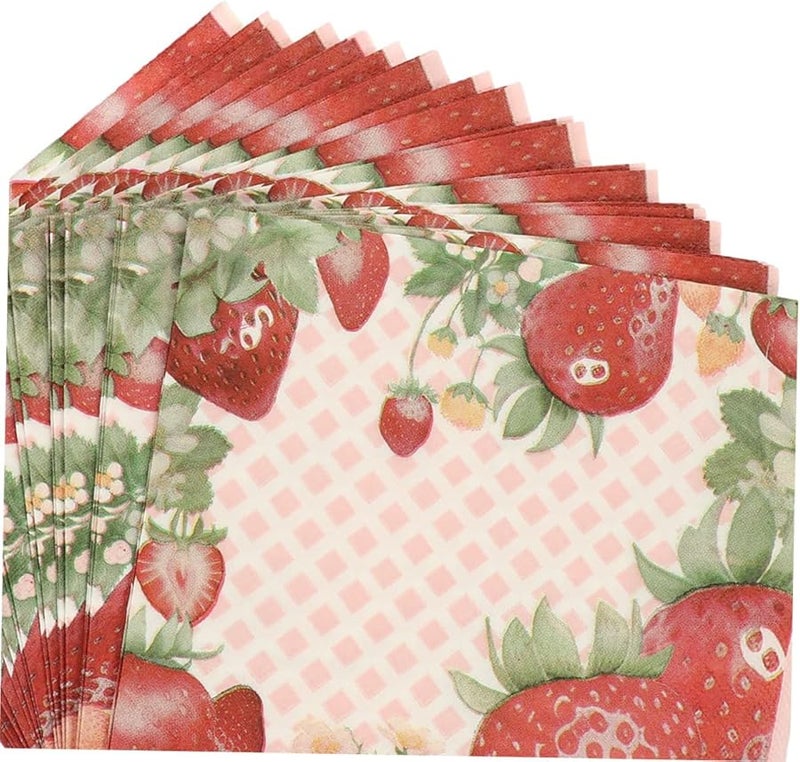 Strawberry Print Disposable Paper Napkins 2 Pack For Party Celebration - Image 4