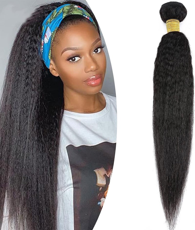 12 inches SEGO Brazilian Human Hair Weave Bundles Yaki Straight 1B Natural Black Real Hair Extensions Virgin Remy Weft No Clip in Invisible Natural 100g