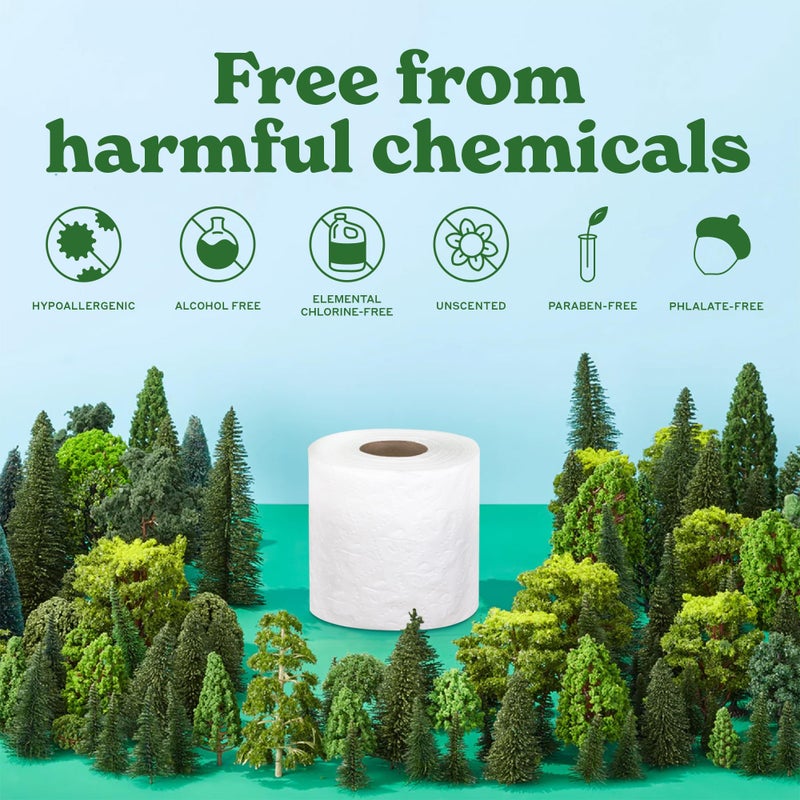 Caboo Tree Free Toilet Paper, Tree Free, Septic, Chemical Free Bath Tissue - 2 Ply Sheets, 300 Sheets Per Roll, 12 Double Rolls - Image 3