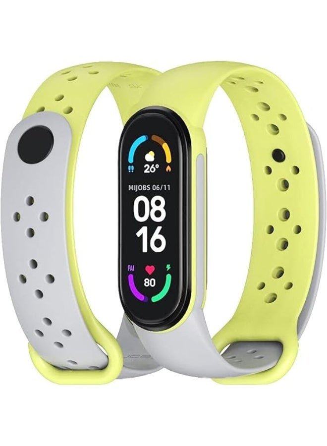2 Color Silicone Replacement Strap For Xiaomi Mi Band 7 Smart Watch Accessory (Grey @ Green)