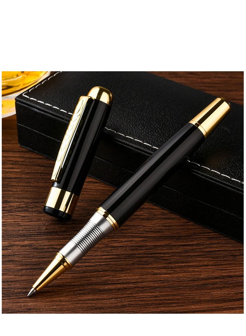 SYOSI 0.5mm Ballpoint Pen, Black Ballpoint with Chrome Trim Luxury, Ballpoint Line 0.5mm Tip Come with 2 Pieces Black Ink Refill, Nice BallPens Classy Gift Box for Student, Executive, Office, Birthday Gift  - Image 3
