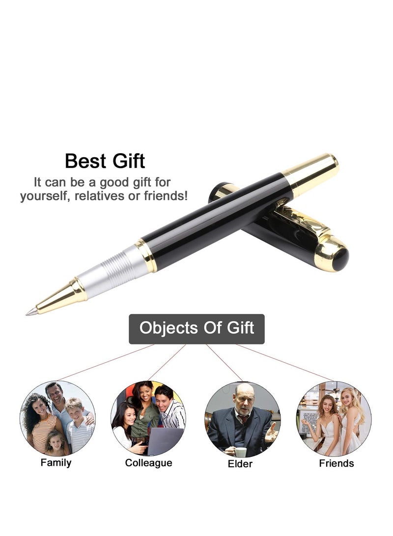SYOSI 0.5mm Ballpoint Pen, Black Ballpoint with Chrome Trim Luxury, Ballpoint Line 0.5mm Tip Come with 2 Pieces Black Ink Refill, Nice BallPens Classy Gift Box for Student, Executive, Office, Birthday Gift  - Image 4