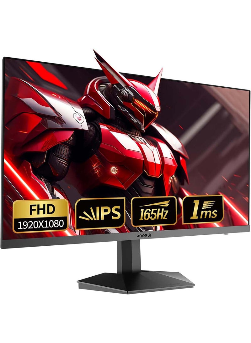 KOORUI - Monitor Gaming, 24 Inch Computer Screen HDMI, 165Hz, 1080p, 1ms, IPS, FreeSync, Compatible G-sync, Tilt Adjustable, Eye Care, VESA Wall Mountable (FHD 1920x1080, DisplayPort) Black - Image 1