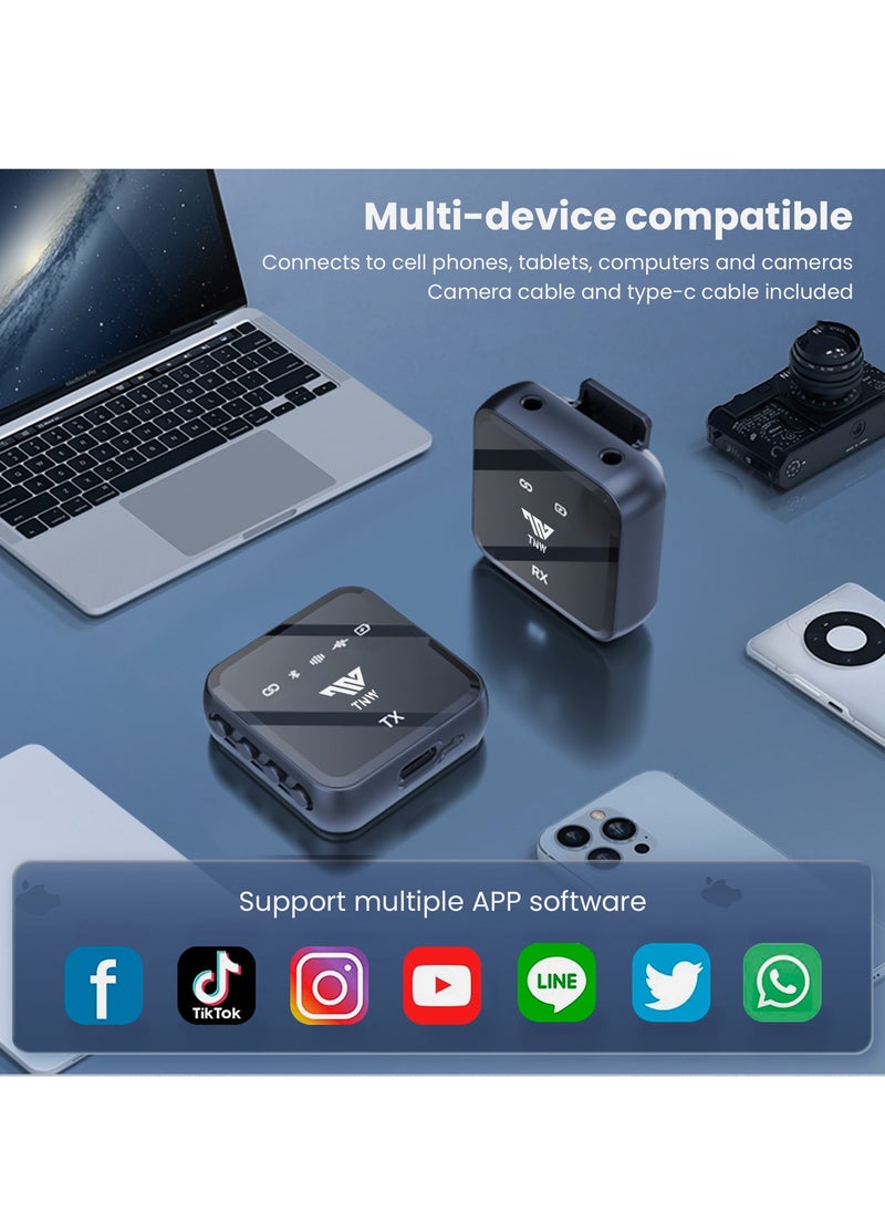 TNW - Wireless Lavalier Microphone, TNW N8 Wireless Mic, 50M Range, 10 Hrs, Compact Wireless Mic System(1 TX +1 RX) for iPhone/Android/DSLR Camera,Vlog,Podcast,Live Streaming,Video Recording,Interview - Image 1
