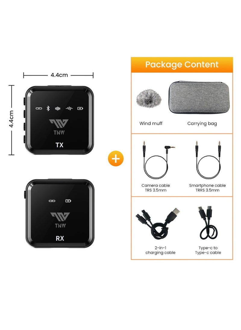 TNW - Wireless Lavalier Microphone, TNW N8 Wireless Mic, 50M Range, 10 Hrs, Compact Wireless Mic System(1 TX +1 RX) for iPhone/Android/DSLR Camera,Vlog,Podcast,Live Streaming,Video Recording,Interview - Image 1