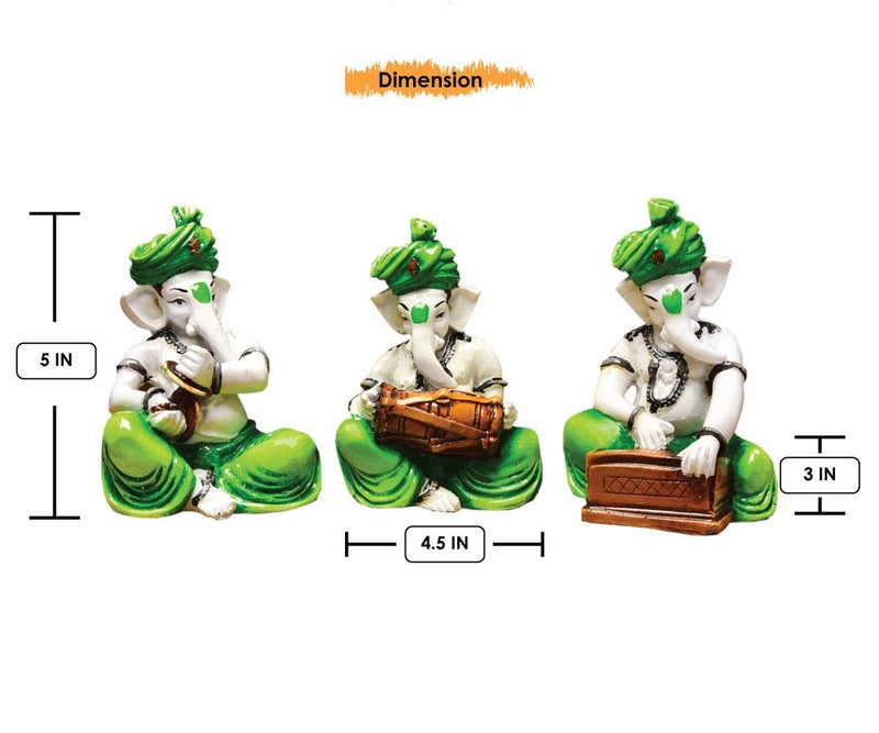 KARIGAARI - Ideas Hand Crafted Set of 3 Ganesha Idols - Figurines of Lord Ganesha - Ganesh Idols for Home Decor - Image 4