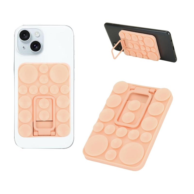 ClickCase قبضة هاتف سيليكون لاصقة 2 في 1 مع كوب شفط أكبر محدث وحامل للهواتف المحمولة، خيارات تثبيت متعددة للسيلفي، الريلز وتسجيل الفيديو (خوخي باهت) - Image 1