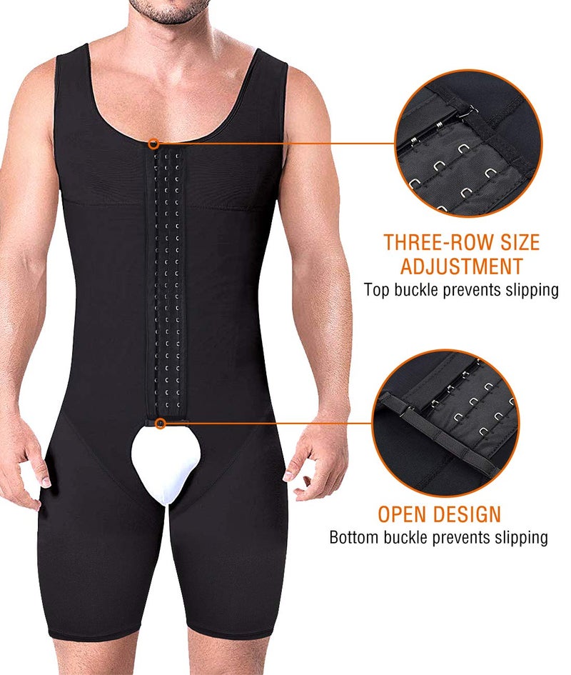 NonEcho Men Shapewear Tummy Control Full Body Shaper Slimming Bodysuit Plus Size - Image 3