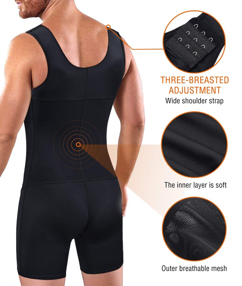 NonEcho Men Shapewear Tummy Control Full Body Shaper Slimming Bodysuit Plus Size - Image 2
