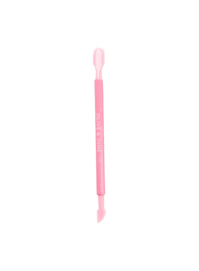 Olive & June Olive June Manicure Cuticle Pusher DualEnded Tool for Safe Easy Cuticle Care Gentle Plastic Pusher Cleanup Edge AtHome Mani Essential with Stable Rubberized Grip - Image 2