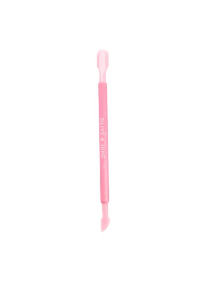 Olive & June Olive June Manicure Cuticle Pusher DualEnded Tool for Safe Easy Cuticle Care Gentle Plastic Pusher Cleanup Edge AtHome Mani Essential with Stable Rubberized Grip - Image 1