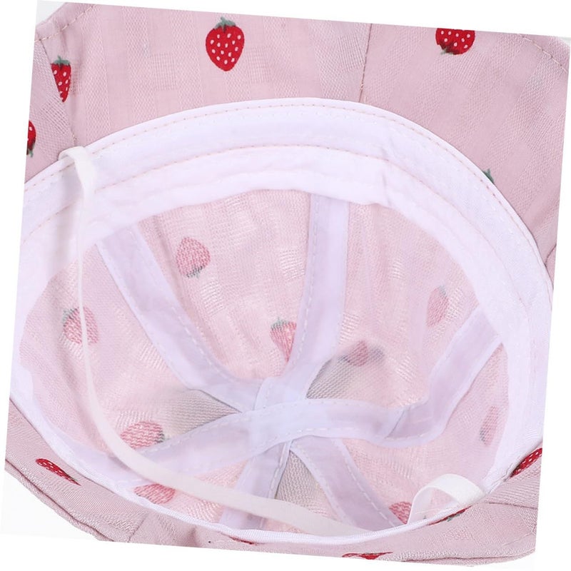 Boys Strawberry Leaf Print Bucket Hat 50cm Sun Protection Summer Cap Outdoor Beach For 6-24 Months - Image 4