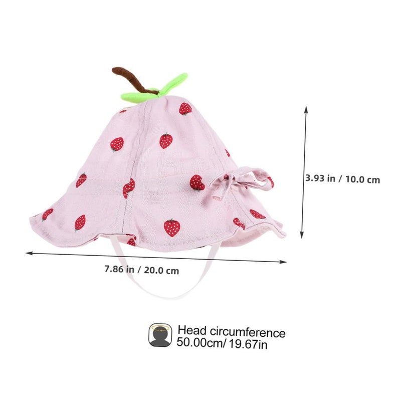 Boys Strawberry Leaf Print Bucket Hat 50cm Sun Protection Summer Cap Outdoor Beach For 6-24 Months - Image 3