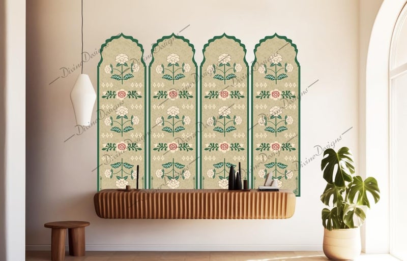 DivineDesigns PVC Vinyl Mughal Arch Panel Self-Adhesive Wall Sticker for Home Decor/Decoration Living Room (Multicolor) - Image 3