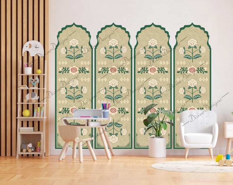 DivineDesigns PVC Vinyl Mughal Arch Panel Self-Adhesive Wall Sticker for Home Decor/Decoration Living Room (Multicolor) - Image 2