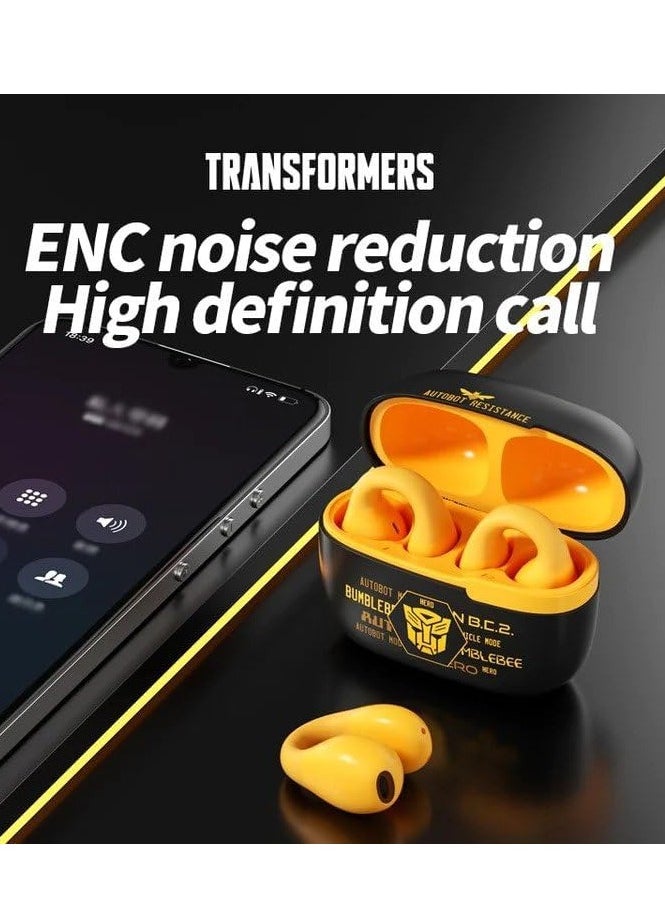 Transformers TF-T05 Wireless Bluetooth Earbuds Gaming Headphones Long Battery Life Headset Low Latency HIFI Stereo Sound with Music Noise Cancellation Calls Yellow