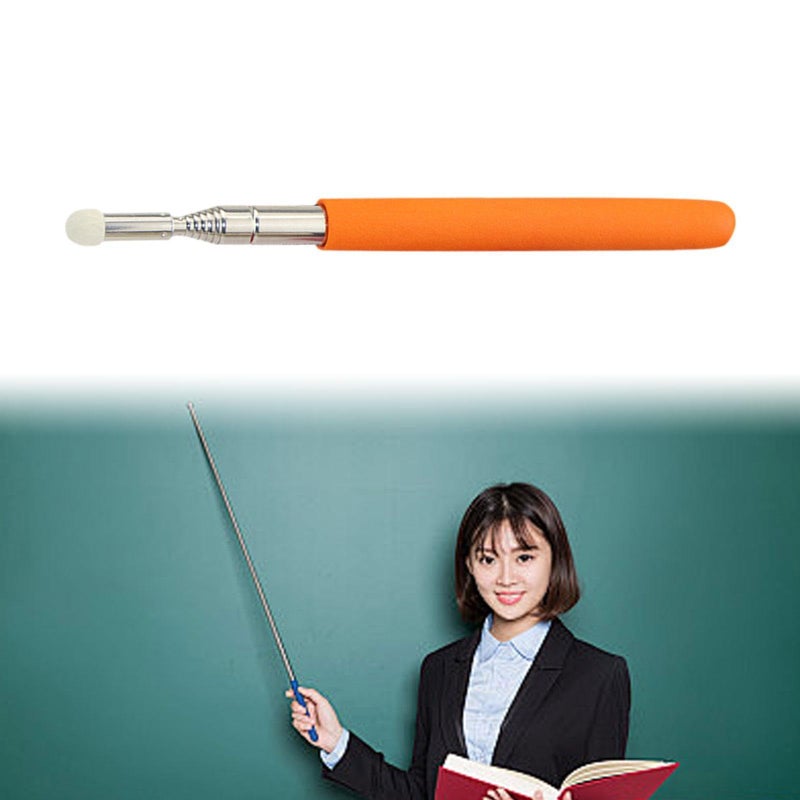 Orange Telescopic Teacher Pointer Extendable Handheld Teaching Rod with Soft Felt Tip for School Classroom Supplies - Image 3