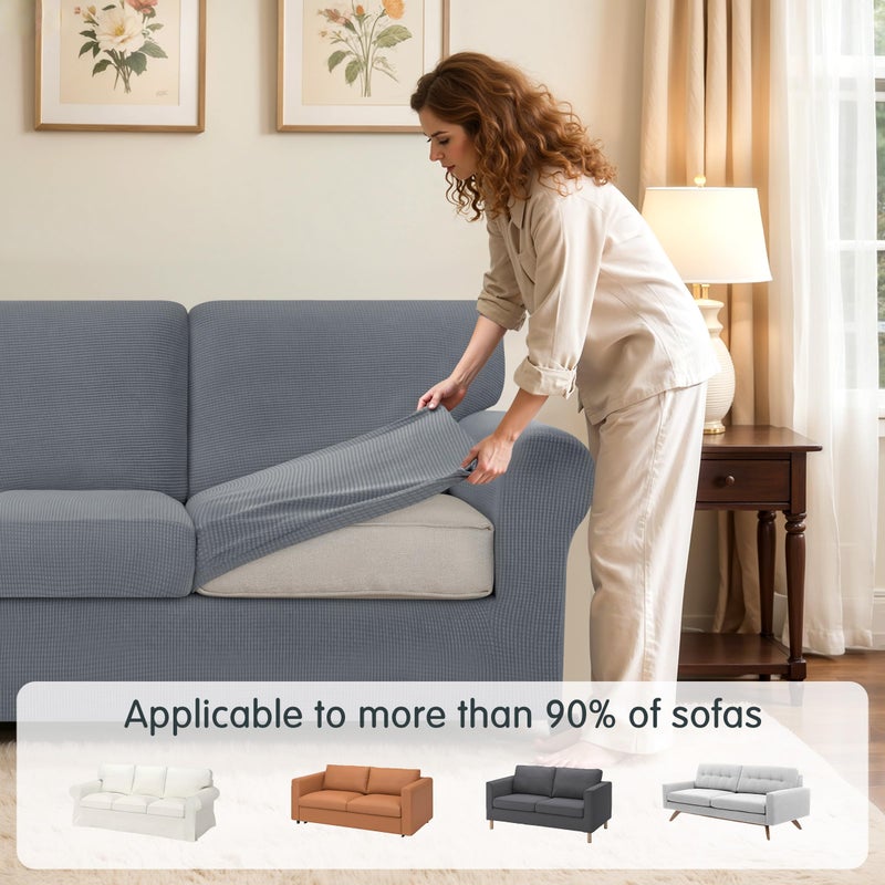 SUBRTEX 7 Pieces Stretch Sofa Slipcover Sets Couch Cover Sets Backrest Cushion Covers Furniture Protector Collection Set for Oversize Sofa Loveseat Chair Slip Covers(Large, Light Gray) - Image 4