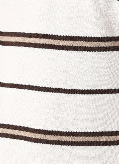 Andora Crew Neck Striped Boys Sweater _ Beige & Brown  - Image 5