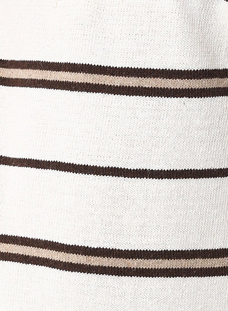 Andora Crew Neck Striped Boys Sweater _ Beige & Brown  - Image 5