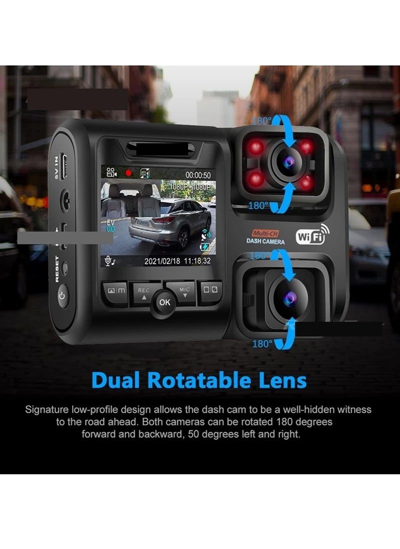 Mi VAZA - Dash Camera For Car, 4k 2160p Dual Lens DVR Night Vision Dash Camera Video Recorder, Mini Dashboard Camera Drive Recorder With DVR Night Vision And 24h Parking Monitor, (1pc, Black) - Image 1