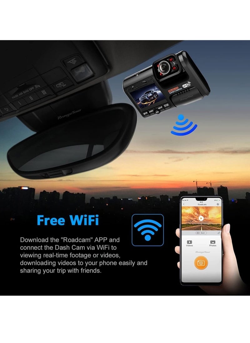 Mi VAZA - Dash Camera For Car, 4k 2160p Dual Lens DVR Night Vision Dash Camera Video Recorder, Mini Dashboard Camera Drive Recorder With DVR Night Vision And 24h Parking Monitor, (1pc, Black) - Image 1