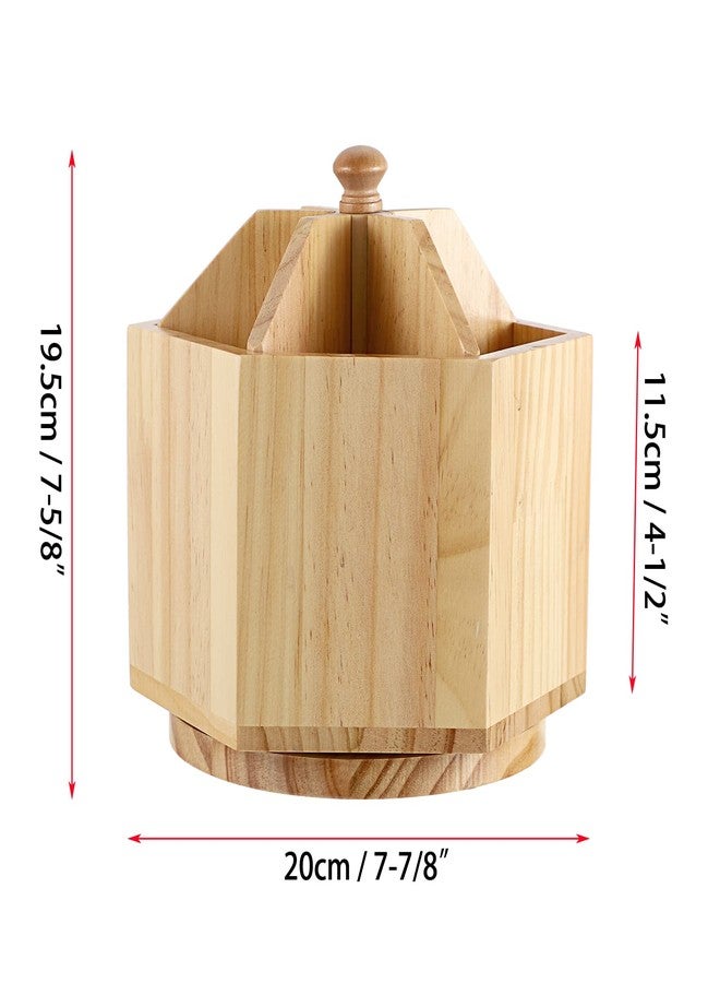 JUXYES Rotating Utensil Holder for Kitchen Countertop, Wood Utensil Organizer with Removable Divider, Rotatable Flatware Caddy Cutlery Holder Silverware Organizer for Kitchen Dining Tables - Image 2