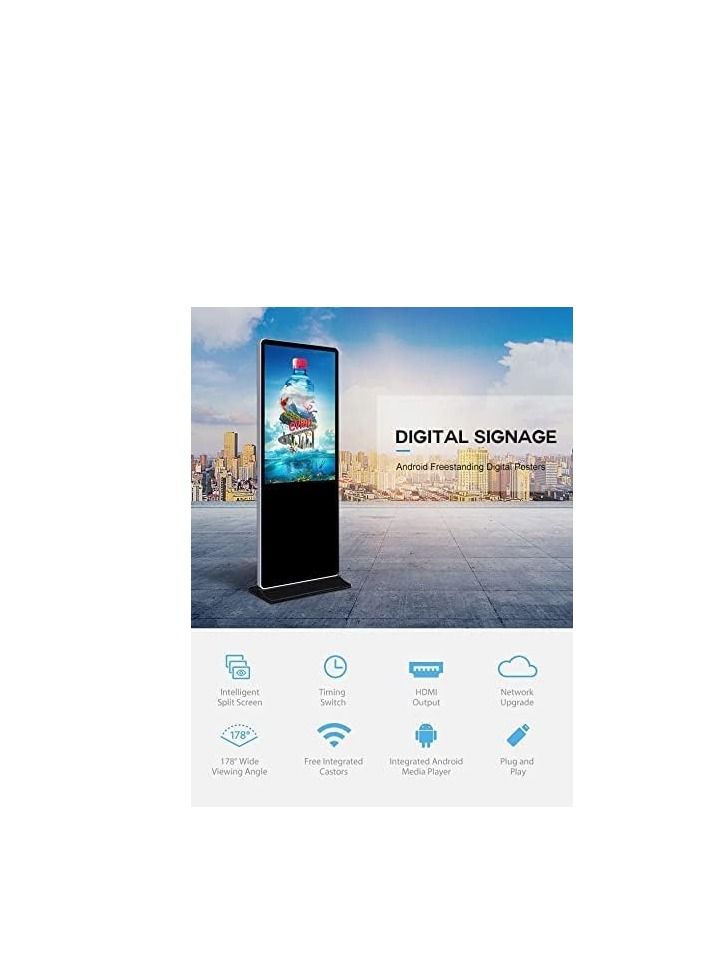 TechPlus Slim Portable Floor Stand Player - 43in Full HD Vertical LCD Digital Signage for Outdoor Advertising, Maximize Your Outdoor Advertising with  Slim Portable Floor Stand Player - 43inch Black  - Image 3