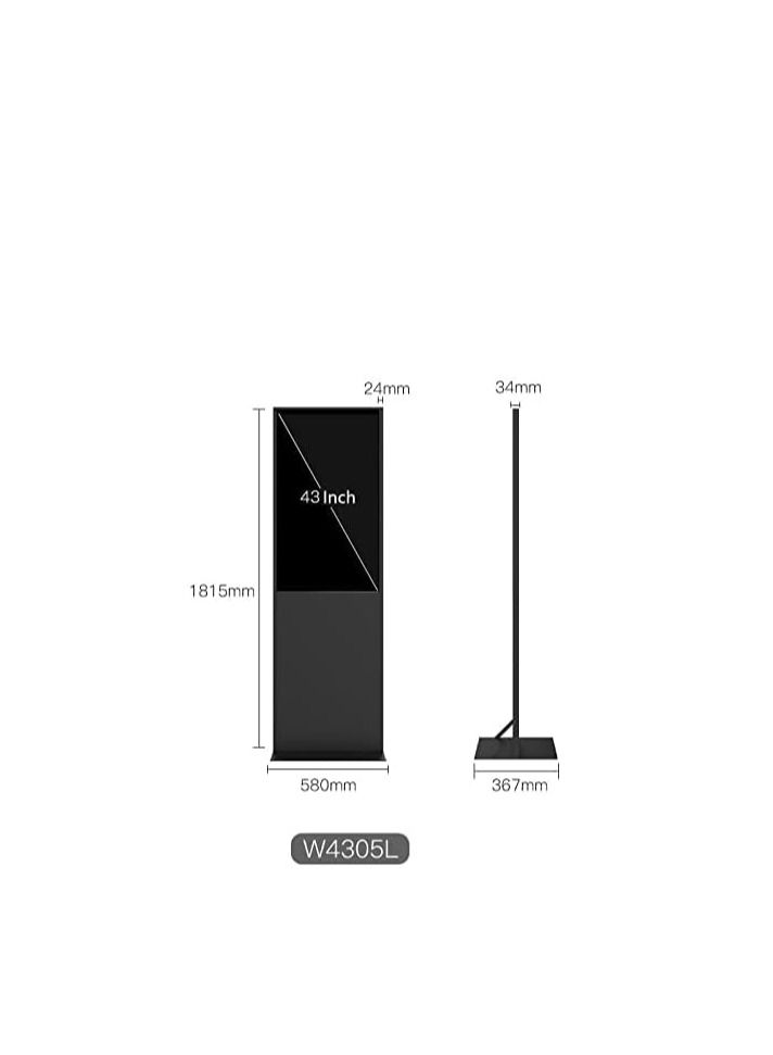 TechPlus Slim Portable Floor Stand Player - 43in Full HD Vertical LCD Digital Signage for Outdoor Advertising, Maximize Your Outdoor Advertising with  Slim Portable Floor Stand Player - 43inch Black  - Image 4