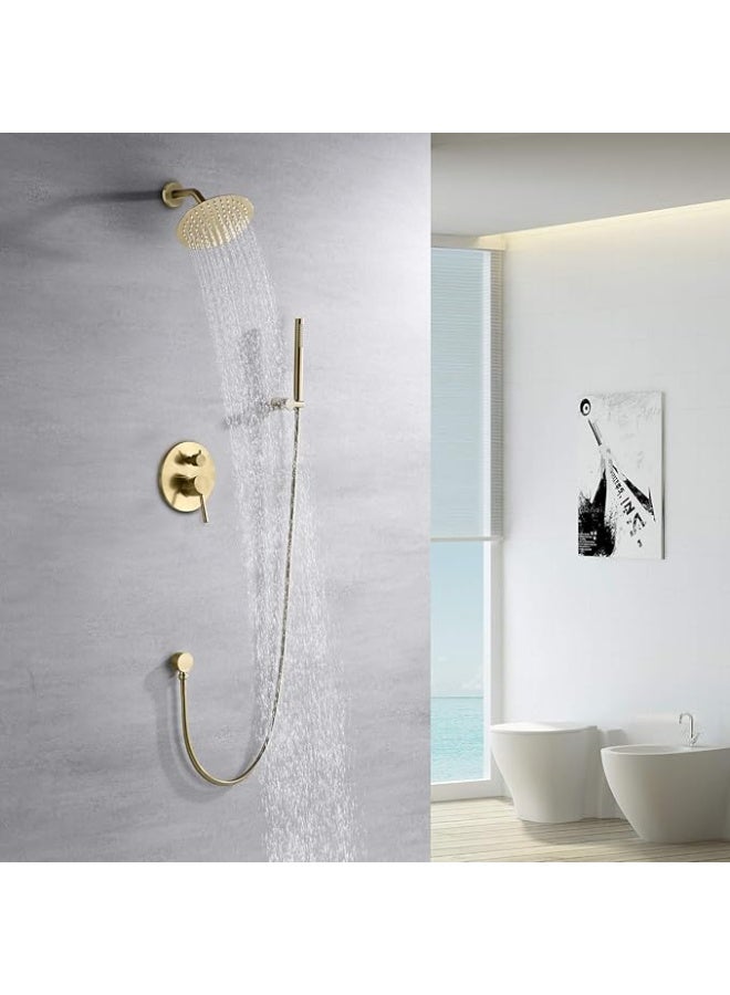 واي دي نظام دش مطري فاخر مثبت على الحائط من YD مع مجموعة دش يدوي، ومجموعة صمام خلاط دش مخفي، ورأس دش مطري عالي الضغط، ومجموعة دش حمام عصرية مع خرطوم دش يدوي قابل للتعديل - Image 2