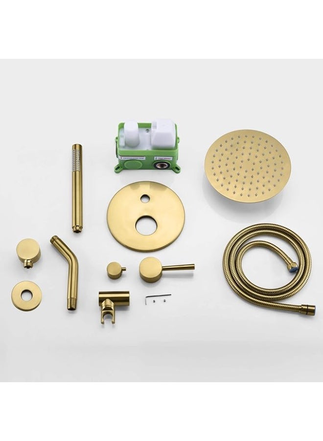 واي دي نظام دش مطري فاخر مثبت على الحائط من YD مع مجموعة دش يدوي، ومجموعة صمام خلاط دش مخفي، ورأس دش مطري عالي الضغط، ومجموعة دش حمام عصرية مع خرطوم دش يدوي قابل للتعديل - Image 4