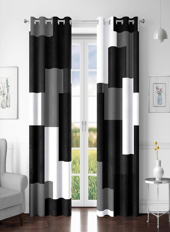 Tyrot Black Grey 100% Blackout Curtains for Bedroom 84 inch Length 2 Panels Set White Gray Modern Abstract Geometric Black Out Curtains Insulated Room Darkening Window Drapes for Living Room, 52Wx84L - Image 1