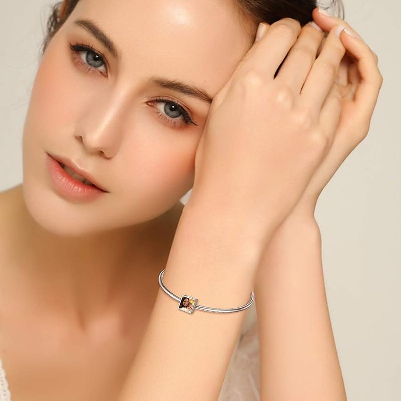 LONAGO Personalized Four-Sided Three-Sided Two-Sided Photo Charm 925 Sterling Silver Customized Bead Holds 2/3/4 Images Pictures Fit Snake Bracelet for Women - Image 3