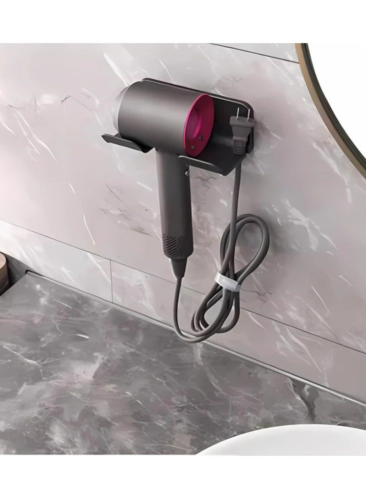 Choosey Hair Dryer Holder - Self Adhesive Blow Dryer Holder Wall Mounted, Hair Dryer Organizer with a Hook for Plug & Cord, Hairdryer Holder for Bathroom Cabinet, Black  - Image 3