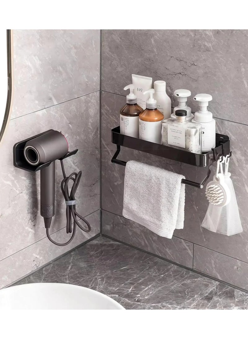 Choosey Hair Dryer Holder - Self Adhesive Blow Dryer Holder Wall Mounted, Hair Dryer Organizer with a Hook for Plug & Cord, Hairdryer Holder for Bathroom Cabinet, Black  - Image 5