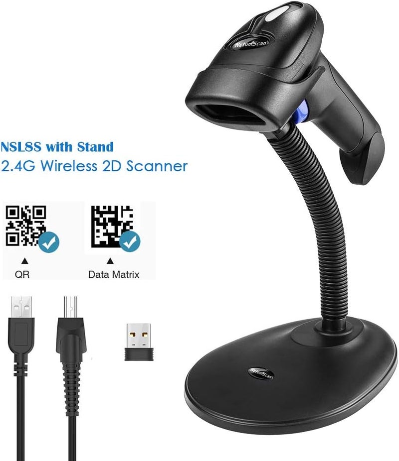 NetumScan Wireless 2D Barcode Scanner USB Automatic Barcode Scanner with Adjustable Support Handsfree/Imager (QR PDF417) for PC Computer NSI8-X - Image 5