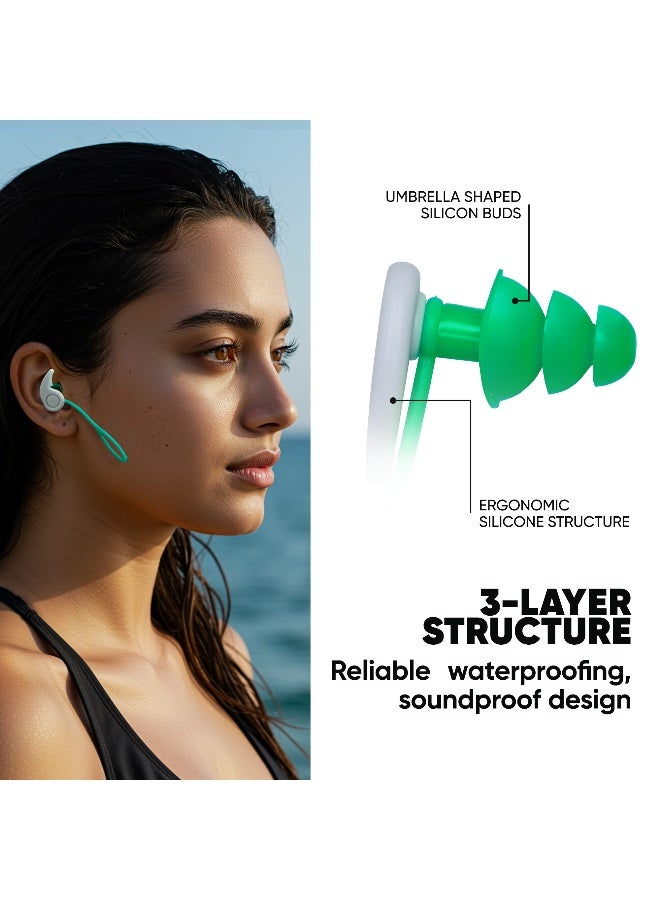 SOLPRO Sonic Block Swimming Ear Plugs and Nose Clip Set (Green) - Image 2