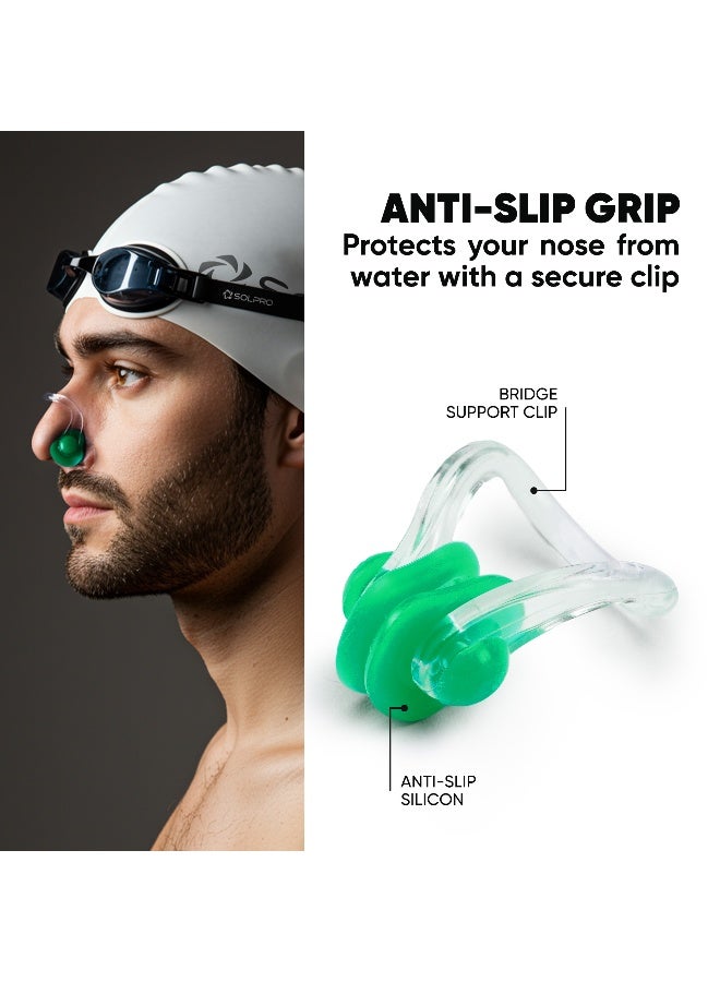 SOLPRO Sonic Block Swimming Ear Plugs and Nose Clip Set (Green) - Image 4