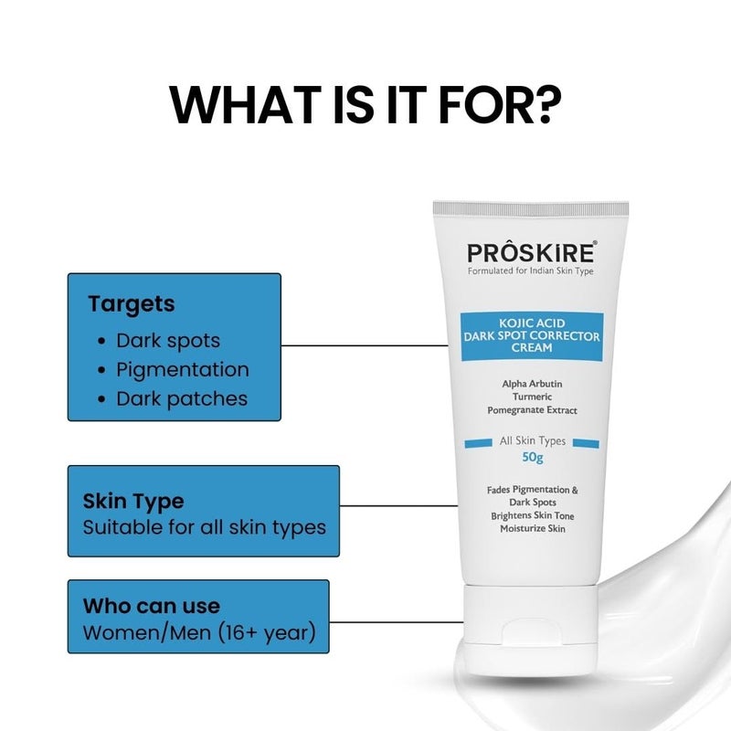 Proskire Kojic Acid Dark Spot Corrector Cream For Pigmentation Skin Brightening - Image 2