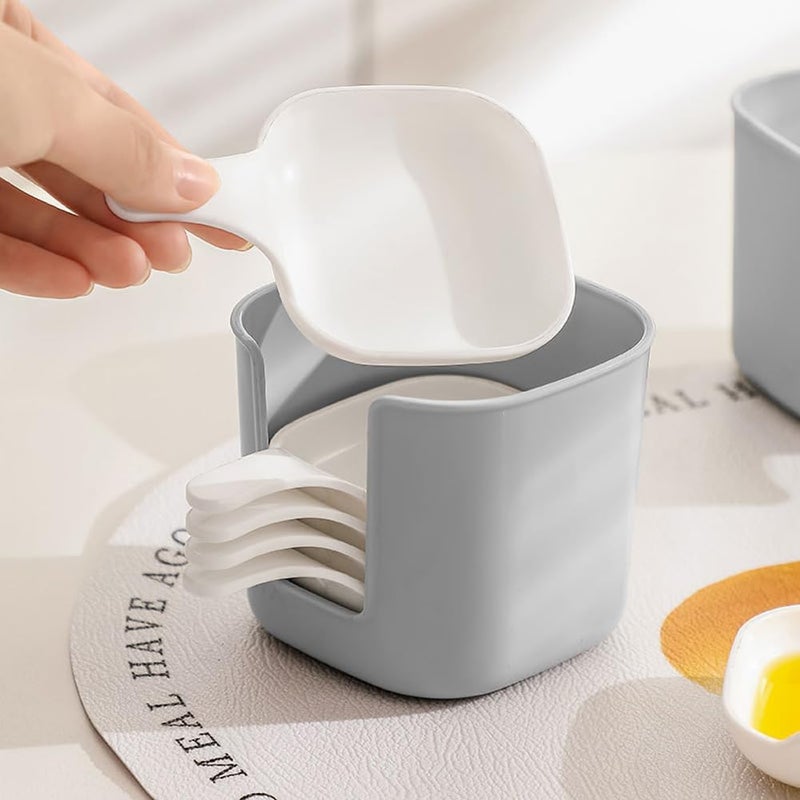 Luzen 6Pcs Plastic Dipping Dish with Storage Box Mini Home Kitchen Seasoning Sauce Dishes Bowls Plate Dish Serving Tray for Sampling and Dipping Restaurant Home Party Use WhiteGrey - Image 3