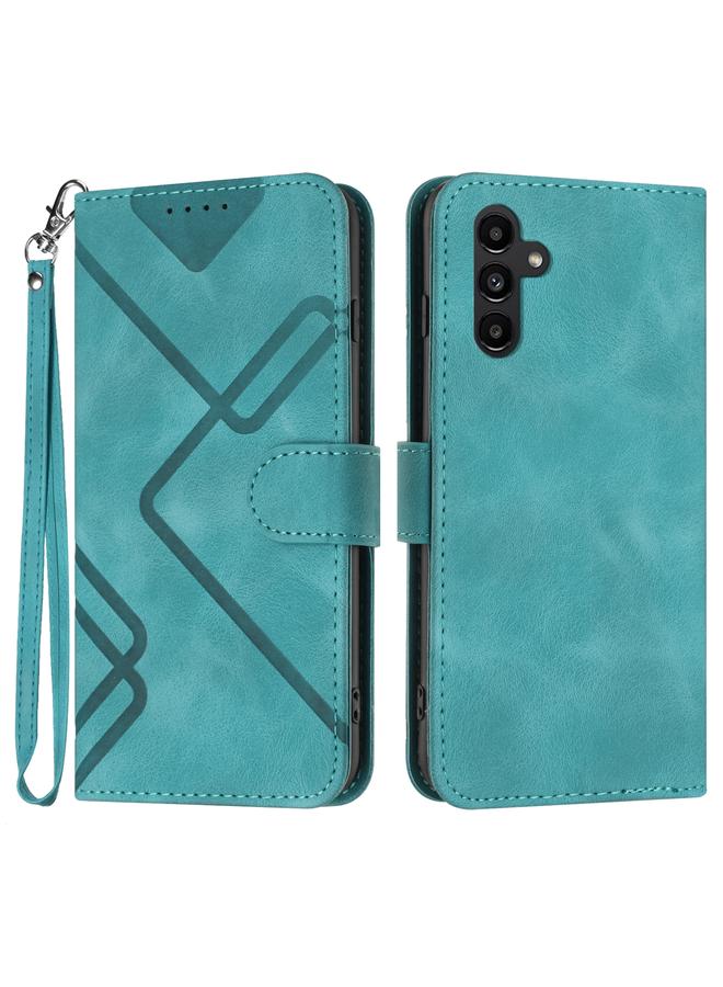 S-TOP Case For Samsung Galaxy A14 4G Line Pattern Skin Feel Leather Phone Case - Image 1