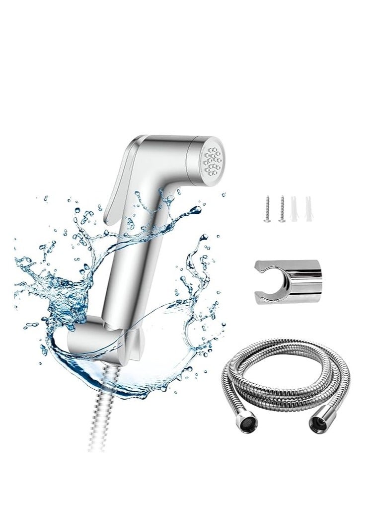 Handheld Shower Shattaf Set,Bidet Sprayer,With 1.2M Stainless Steel Chrome Hose And Wall Holder, Wall Mounted Suitable For Bathroom, Washroom, Toilet 