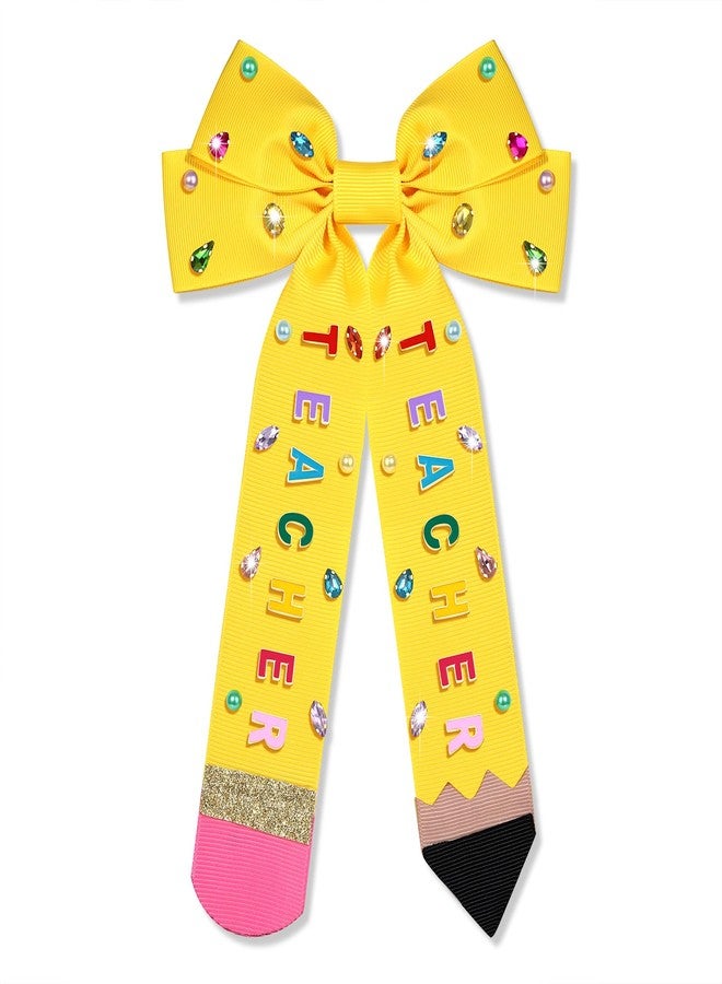 CEALXHENY Teacher Hair Bows for Women Teacher Accessories Hair Bow Clips Jeweled Large Book Pencil Fri-Yay Hair Bows Teacher Appeaciation Gifts Outfits (Pattern K3) - Image 1