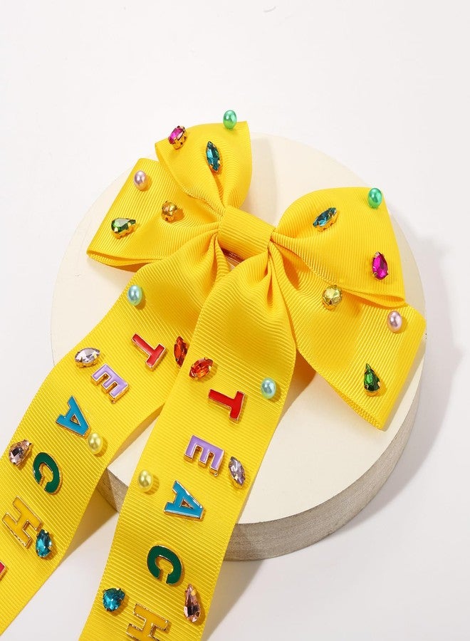 CEALXHENY Teacher Hair Bows for Women Teacher Accessories Hair Bow Clips Jeweled Large Book Pencil Fri-Yay Hair Bows Teacher Appeaciation Gifts Outfits (Pattern K3) - Image 5