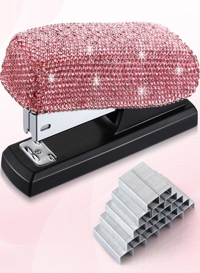 Yexiya Pink Sparkle Bling Stapler Glitter Cute Desk Accessories - Image 1