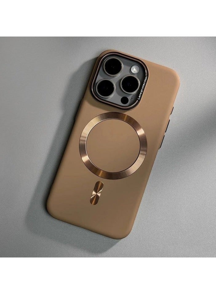 جراب MagSafe غير لامع لهاتف iPhone 15 plus، مقاوم لبصمات الأصابع، حماية من السقوط، حماية من الخدوش، امتصاص الصدمات باللون البني - Image 1
